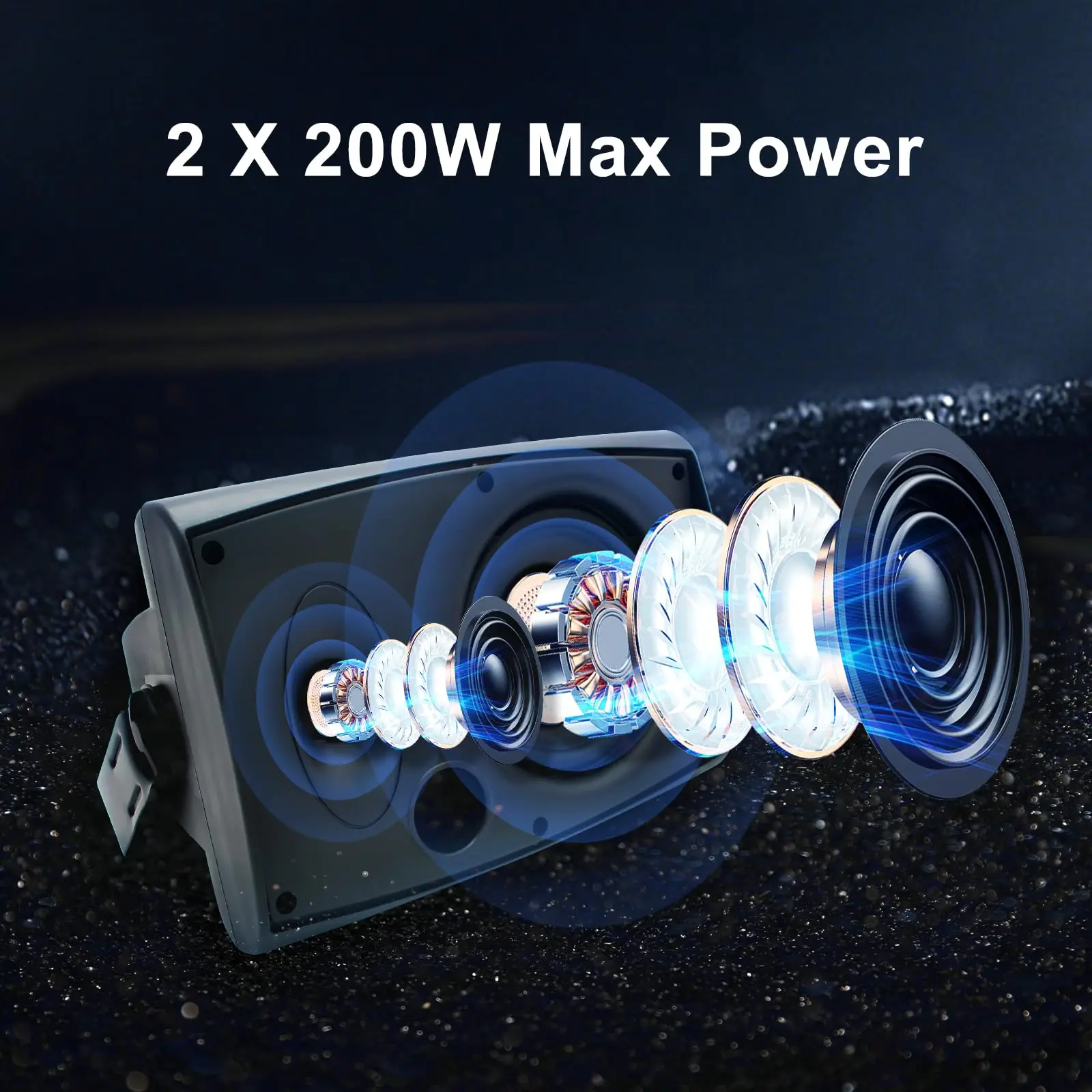 STUDIOFINIX 6.5 Inch 400W Indoor Outdoor Bluetooth Speakers Waterproof Wired Powerful Bass 2 Way Wall Mount All Weather Speakers