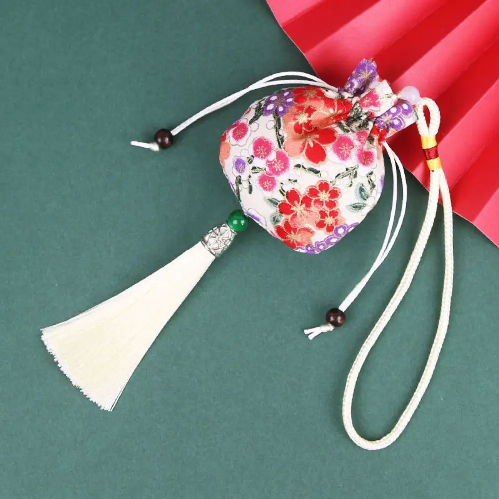 

Retro Printing Cloth Sachet for Filled Fragrant Herbs Small Pouch Tassel Small Pouch Bedroom Decoration Hanging Spice Bag Girl