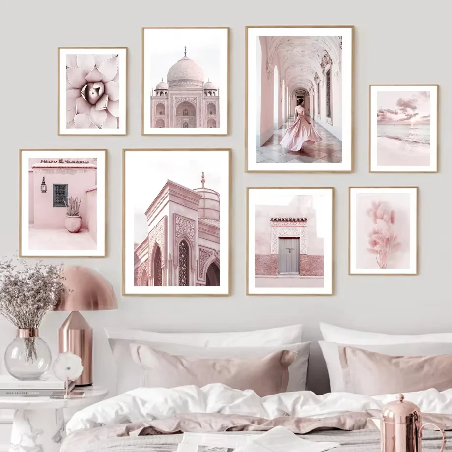 Mosque Quran Reed Aloe Beach Wave Wall Art Canvas Painting Nordic Posters and Prints Living Room Home Decoration Wall Painting