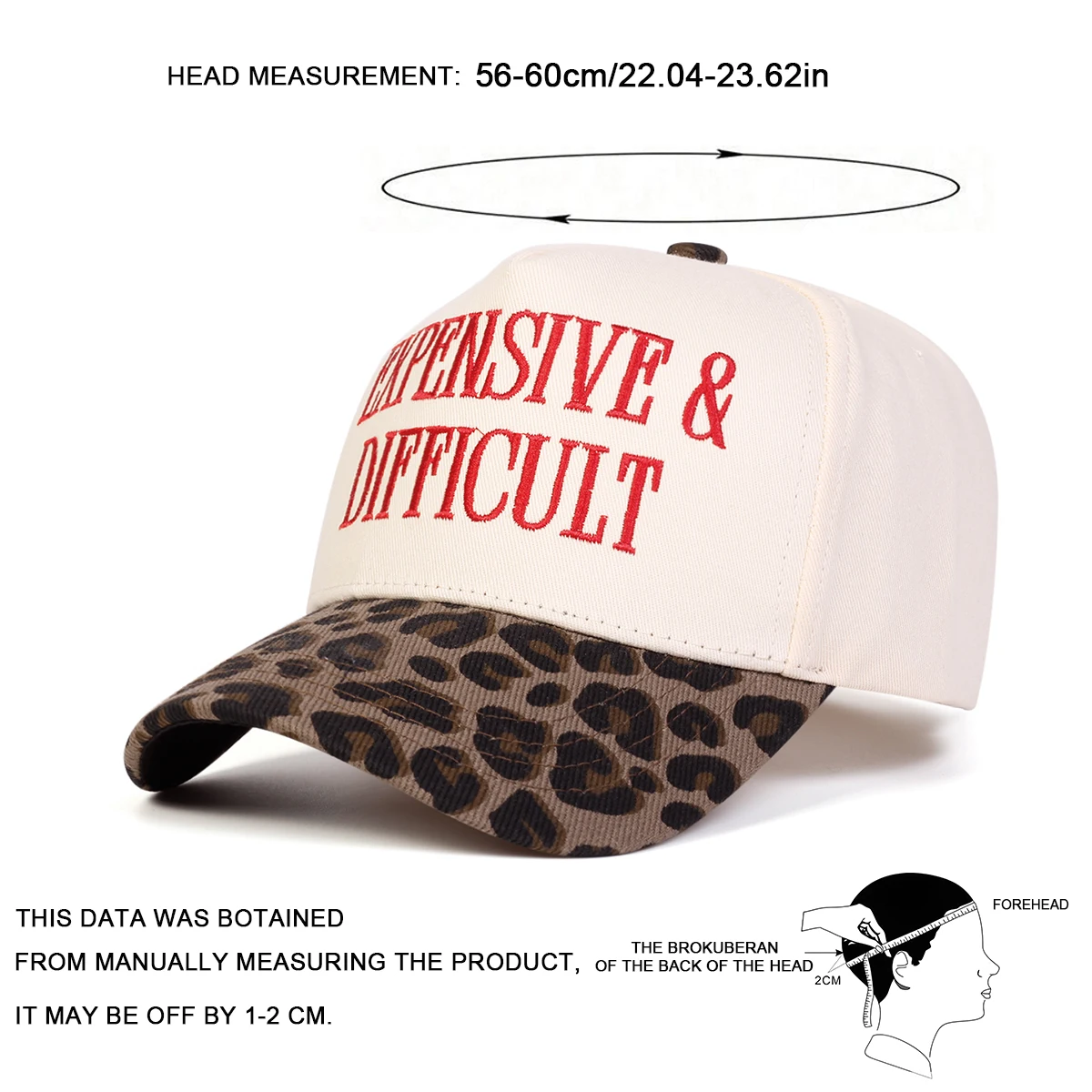 Unisex EXPENSIVE DIFFICULT Baseballkappen mit Buchstabenstickerei, Frühling und Herbst, für den Außenbereich, verstellbare Freizeithüte, Sonnenschutzhut, Sportkappe – Detail 10