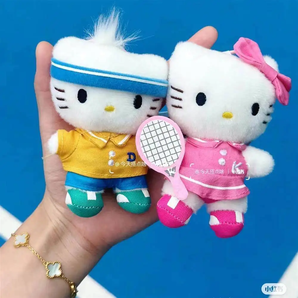 Sanrio Hello Kitty cross-dressing Tennis Sports Theme plush keychain Car key Backpack accessories Desktop trinket couple Gift