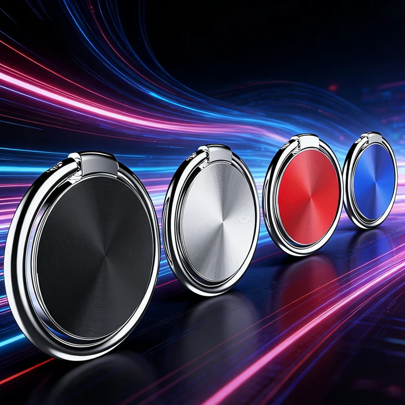

Mobile Phone Metal Finger Ring Holder Folding Round Ring Car Mount Desktop Back Sticker Stand for iPhone 17 16 15 Xiaomi Samsung
