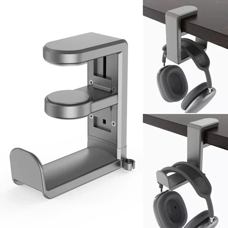360 ° Rotierender Kopfhörerständer, Desktop-Headset-Halter, PC-Gaming-Headset-Halterung, Haken für Kopfhöreraufbewahrung, Hänge-Organizer – Detail 10