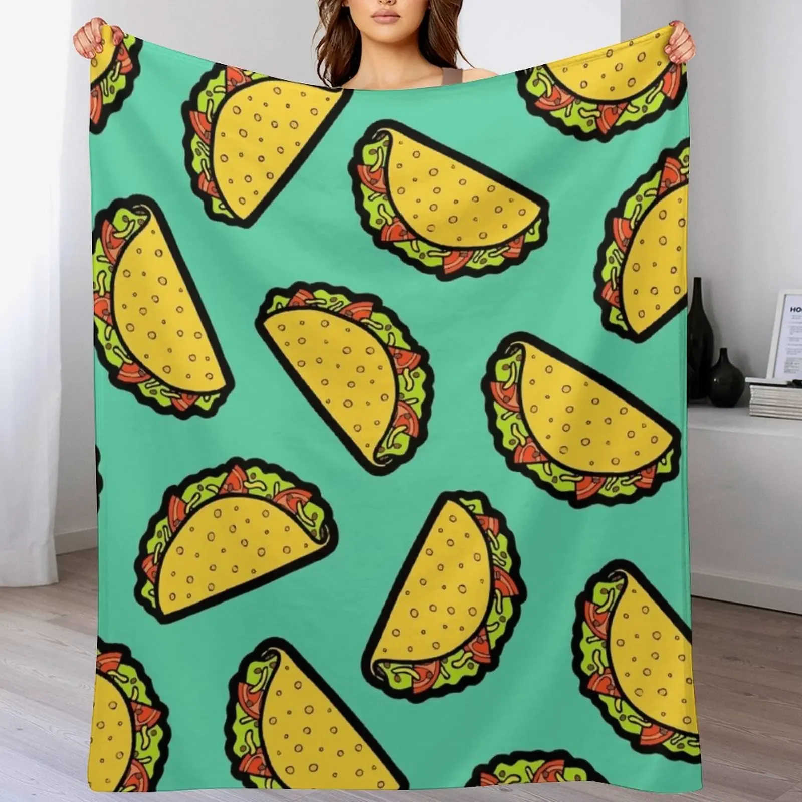 

It's Taco Time! Throw Blanket Luxury Thicken Flannel Extra Large Throw Blankets For Sofas Blankets