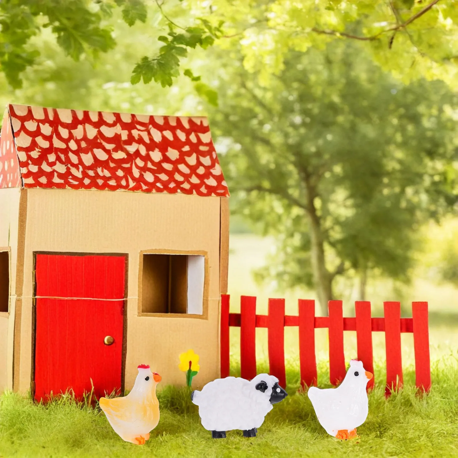 

1Set Miniature Sheep and Chicken Resin Ornaments Charming Garden Decor Exquisite Craftsmanship Versatile Placement Indoor
