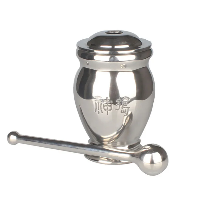 

Solid unlaminated 304 stainless steel pounding jar mortar Chinese medicine masher