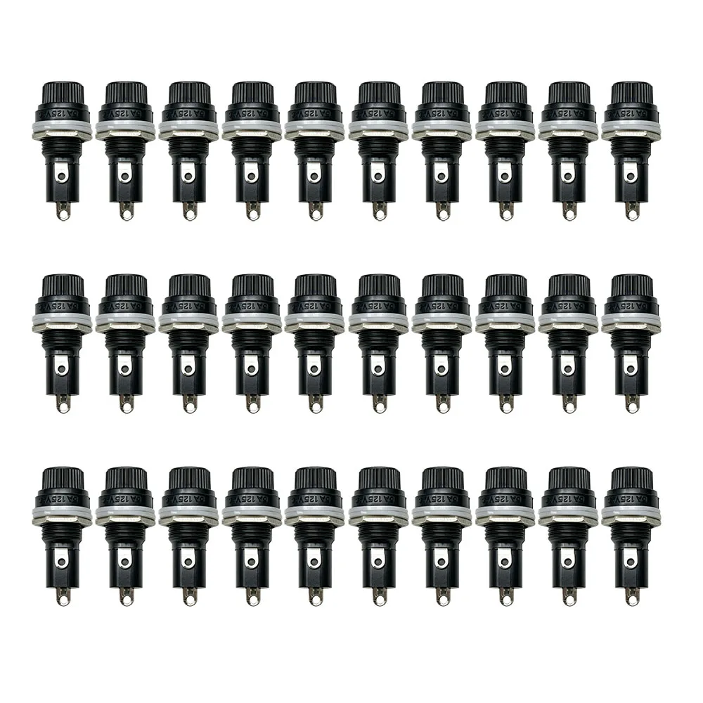 30 Stück Sicherungshalter für 5x20mm Glassicherungen, Bakelit-Abdeckung, Schraubknopf, Sicherungshalter für Schalttafelmontage, 10A/250V 15A/125V