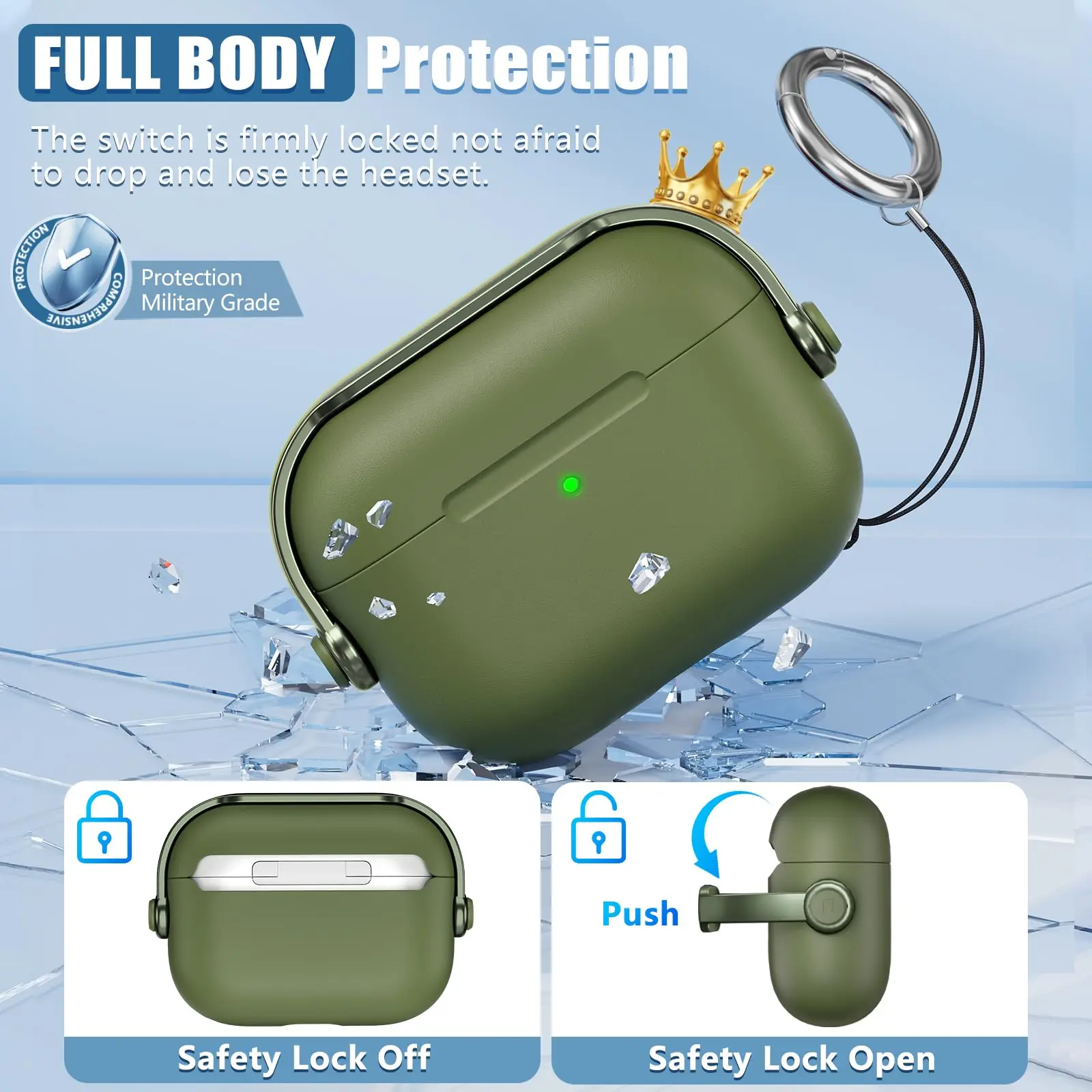 لهاتف Apple Airpod Pro 3 (2025) مع حامل هاتف ومجموعة أدوات تنظيف، حماية من السقوط للرجال والنساء حافظات Air pods Pro3 مع سلسلة مفاتيح