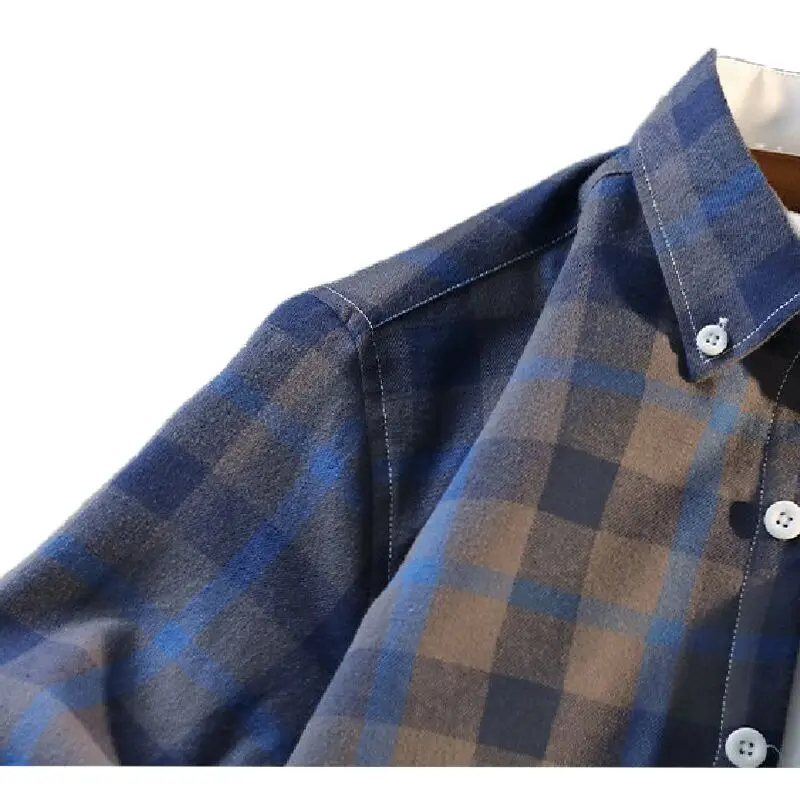 قميص مخطط جديد لخريف 2025 للمراهقين بأكمام طويلة وفضفاض مناسب غير رسمي ملابس الشارع بأزرار للأسفل قميص موضة الشباب #5