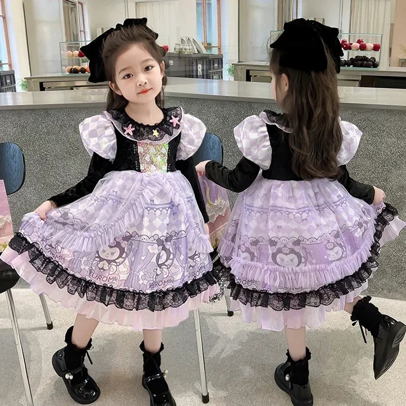 Halloween Sanrio Kuromi Girls Lolita Dress Princess Dress Cartoon Spring Autumn Festival Party Gifts Cosplay Performance Dress