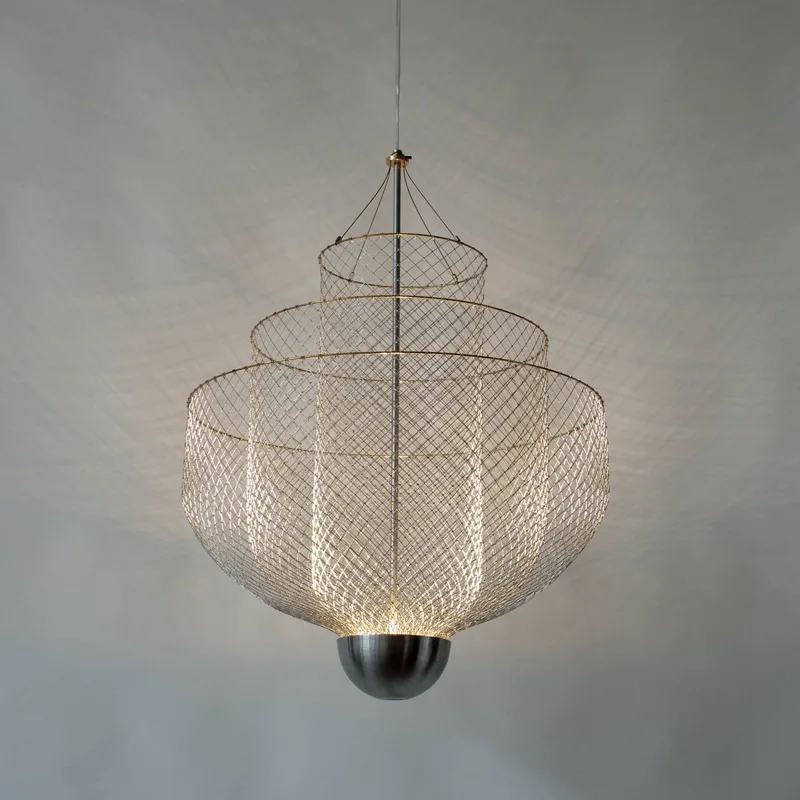 Light Luxury Post-modern Light Grid Metal Modeling Bedroom LED Creative Bar Chandelier