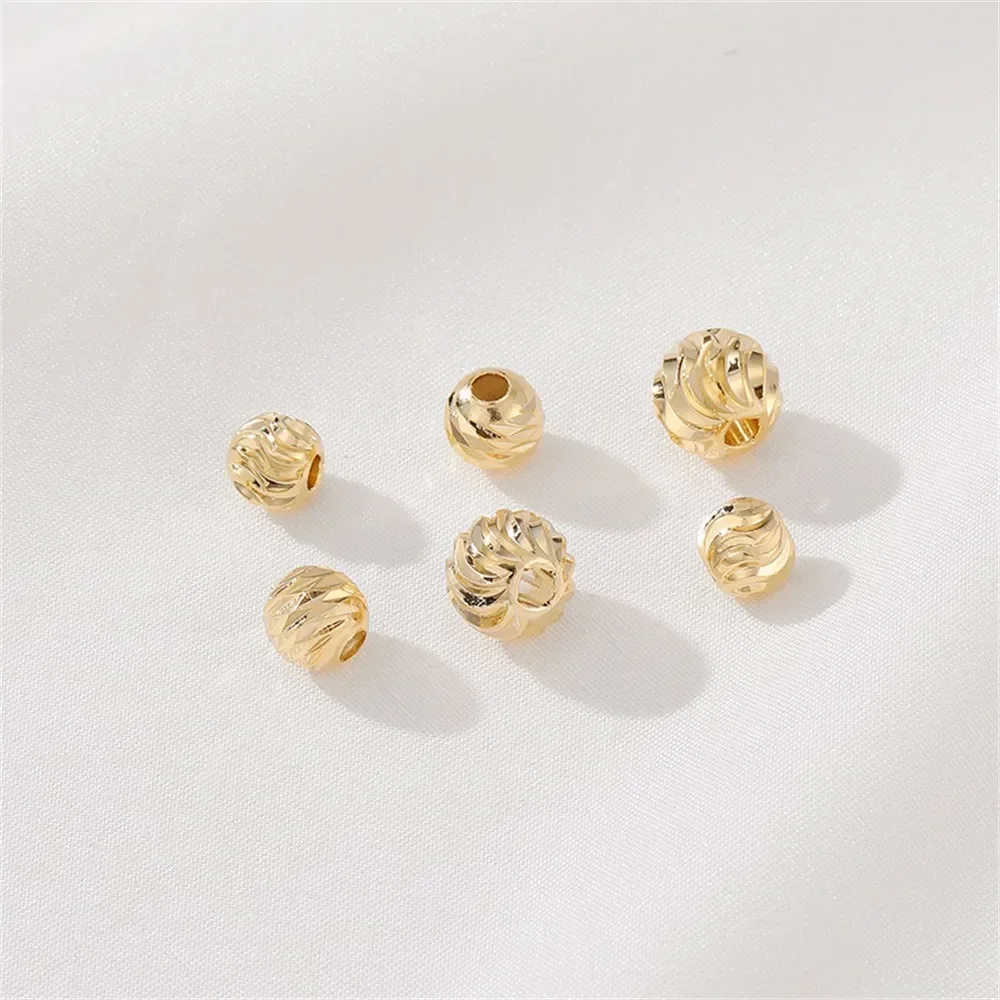 Cuentas roscadas chapadas en oro de 14K, cuentas separadas, cuentas dispersas, pulseras de cuentas hechas a mano, accesorios de joyería, materiales de cuentas