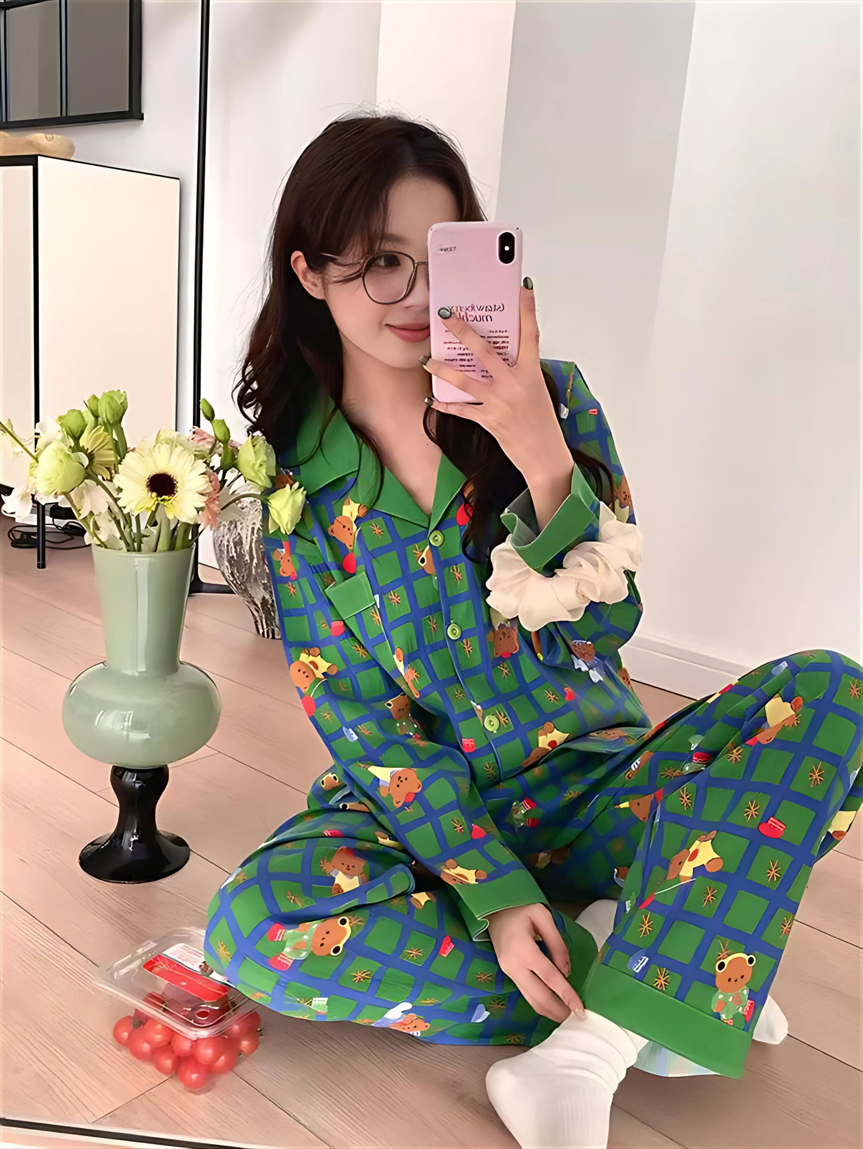 

Pajama Sets Elegant Women Spring Colors Variety Short Sleeve Crew Neck Capri Pants Comfortable Soft Breathable Sleepwear Quilted