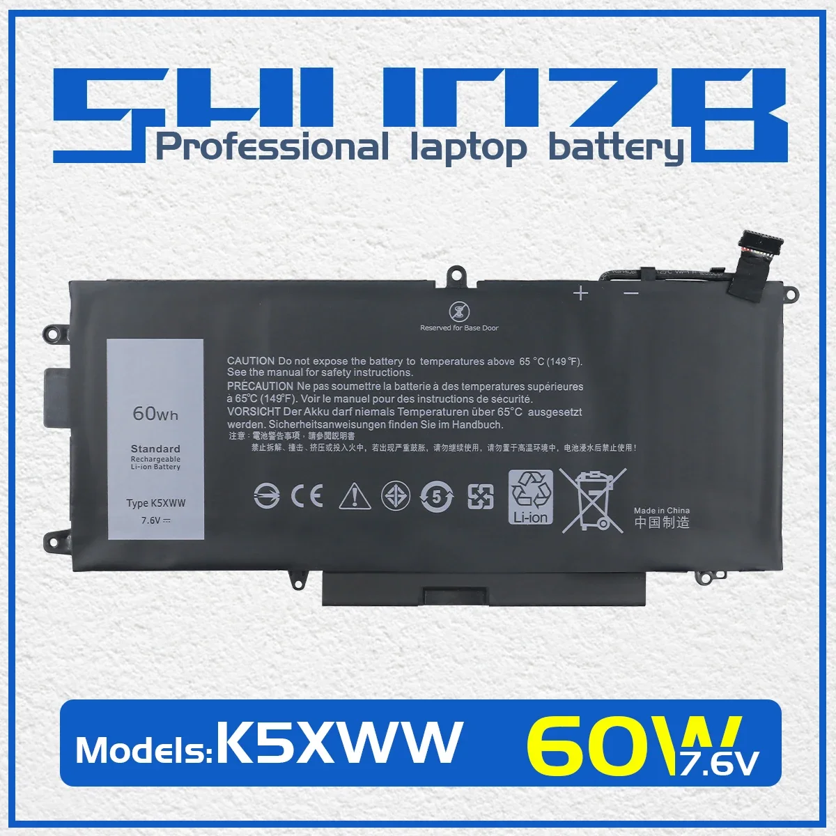 

SHUOZB K5XWW Laptop Battery for DELL Latitude 5289 7389 7390 2-in-1 Series Notebook 71TG4 725KY N18GG 6CYH6 P29S 7.6V 60WH