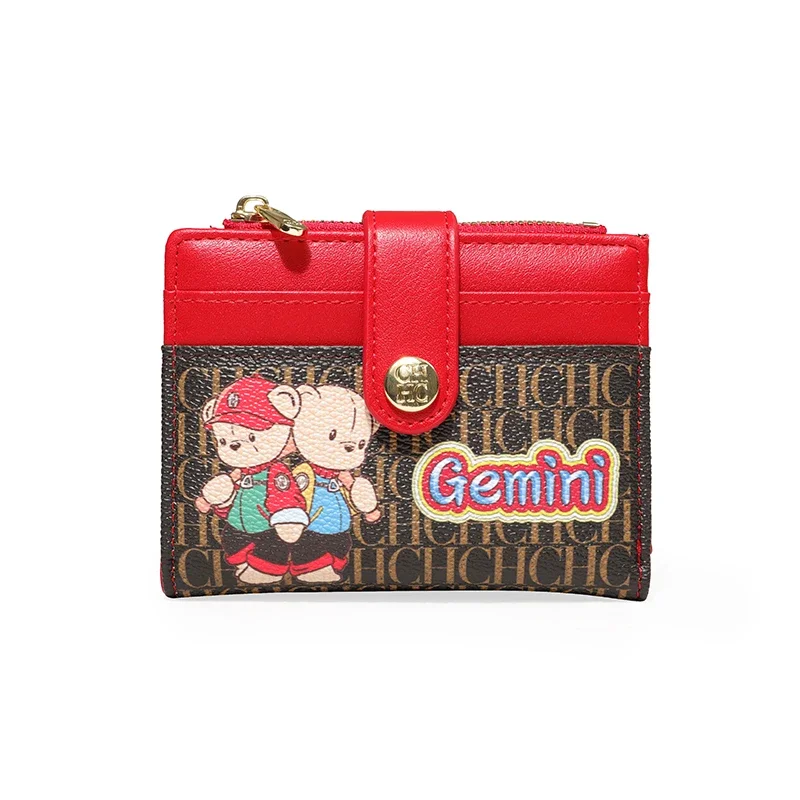 CH Women's Money Clip Niche Design Premium Feeling Card Wallet Twelve Zodiac Signs Animated Patterns Printed Design Wallet High