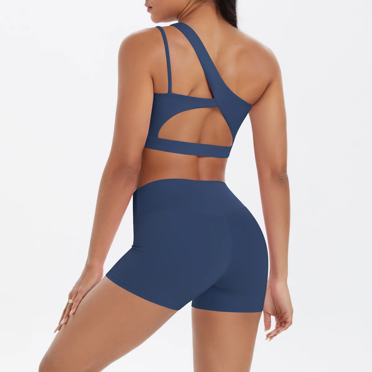 Yoga Anzug Sport Set Gym Sport Crop Tops Einfarbig Nylon Yoga Bh Laufen Radfahren Sport Gym Workout Yoga Shorts – Detail 14