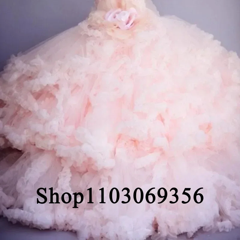 Vestidos florais rosa para meninas, babados, costas nuas, para casamento, crianças, baile, primeira comunhão, concurso, aniversário, gola v, em camadas