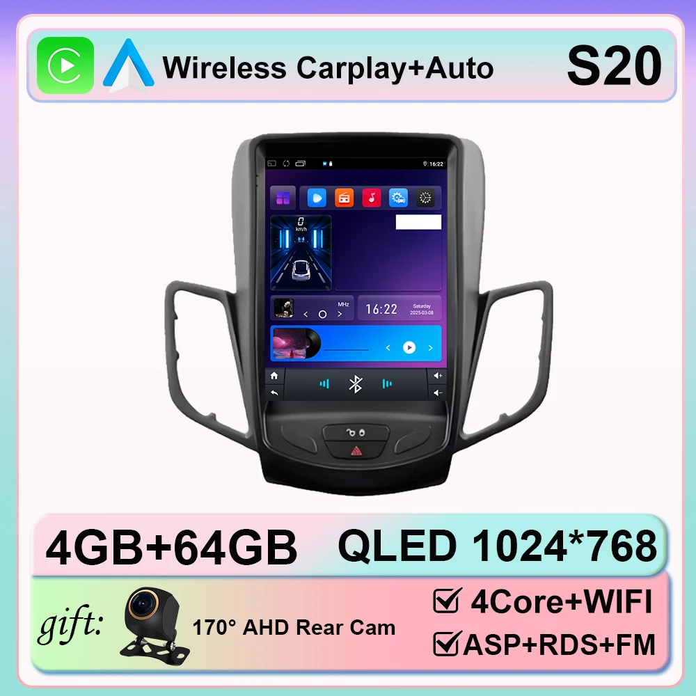 9.7 inch autoradio voor Ford Fiesta MK 7 2008-2019 Android 16 auto multimediaspeler navigatie stereo 4G BT WIFI stereo GPS