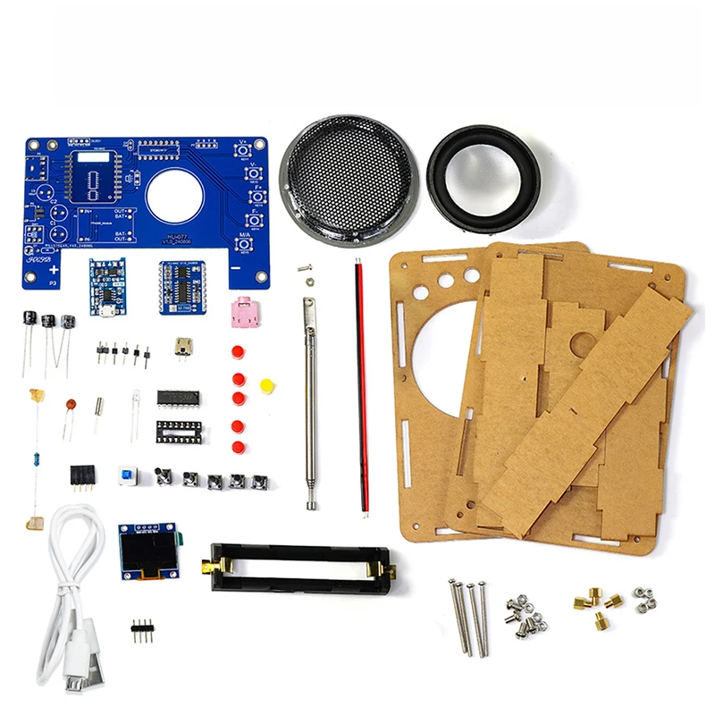1Set DIY FM Radio Kit OLED Display Radio Assembly Kit 87-108MHz Rechargeable FM Radio Electronic Project Solder Set
