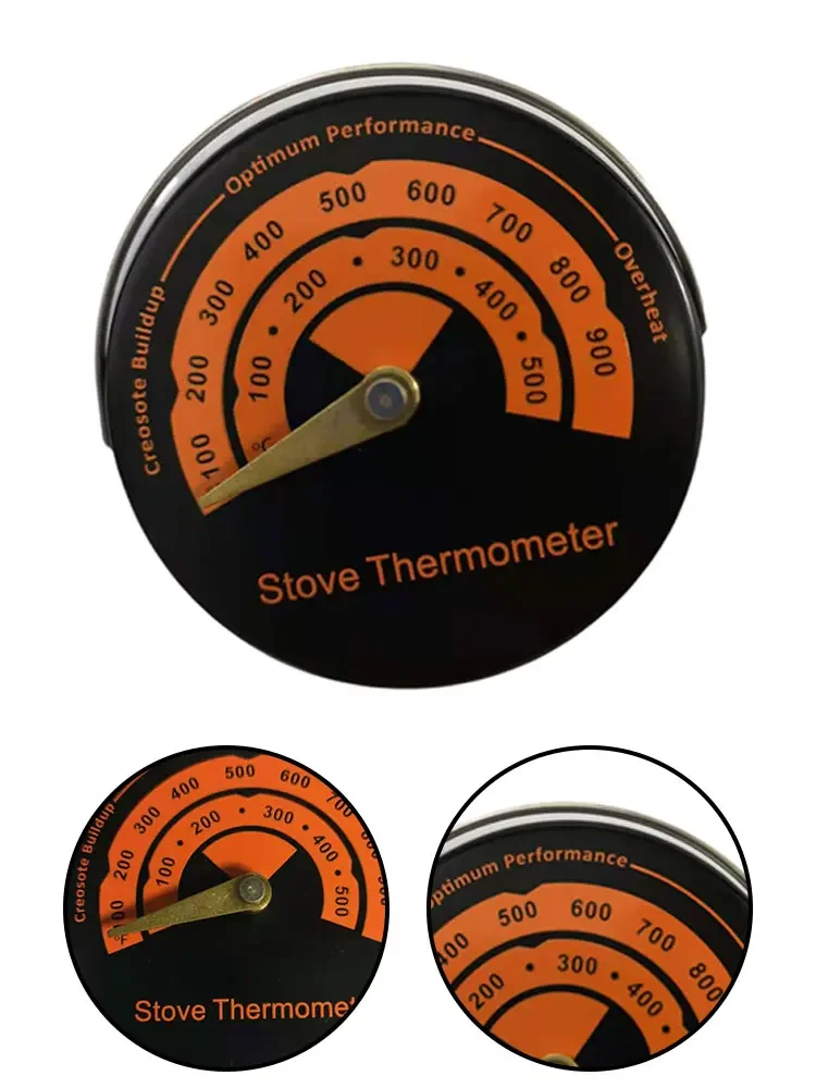 Fireplace Thermometer Temperature 0-500℃/100-900℉ 63mm Aluminum Alloy Flue Pipe Measure Measure Flue Pipe Temperature