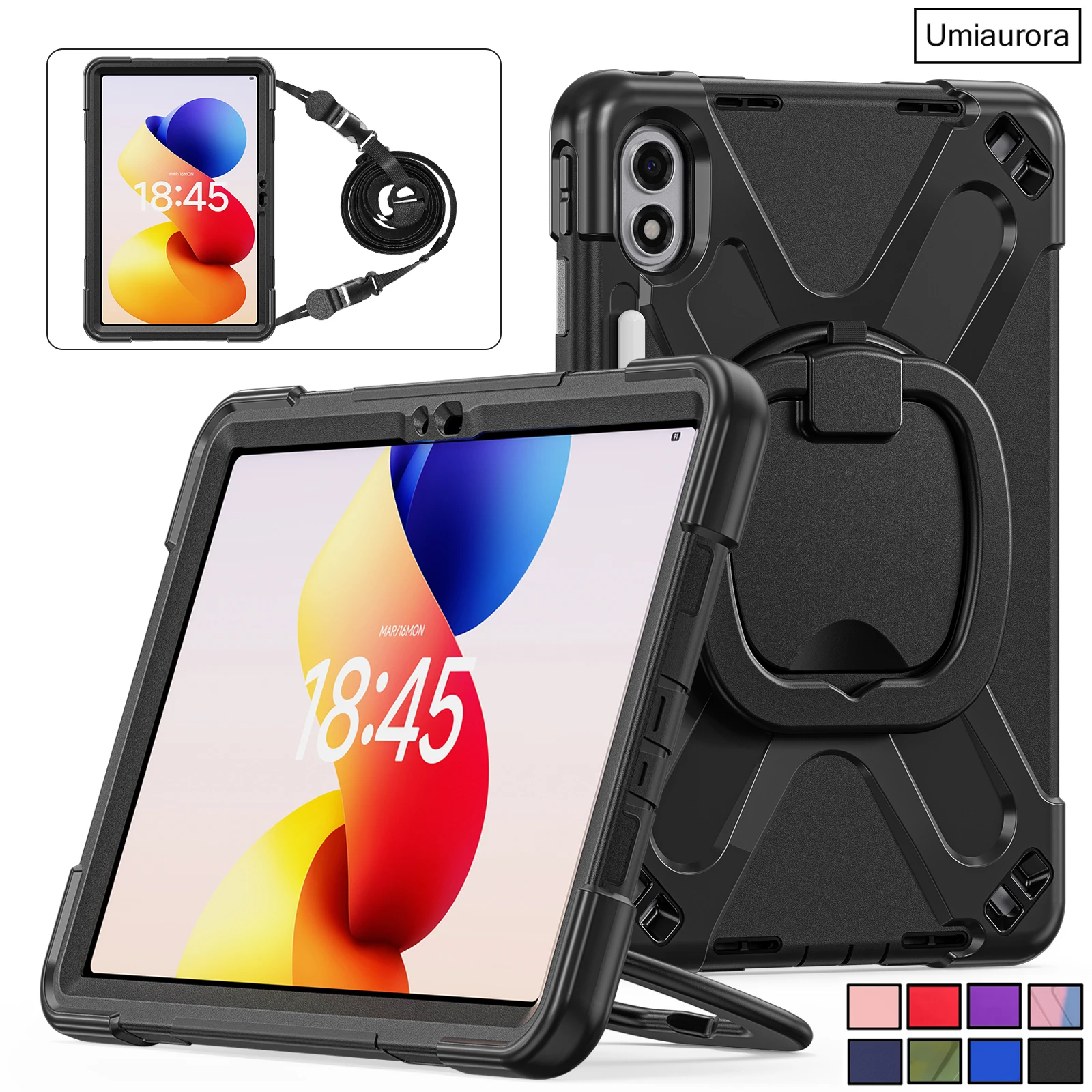 

For Xiaomi Redmi Pad2 12.1" 12.1 inch Heavy Duty Rugged Tablet Case Cover Portable Pull Ring Stand Strap Shockproof Armor Funda
