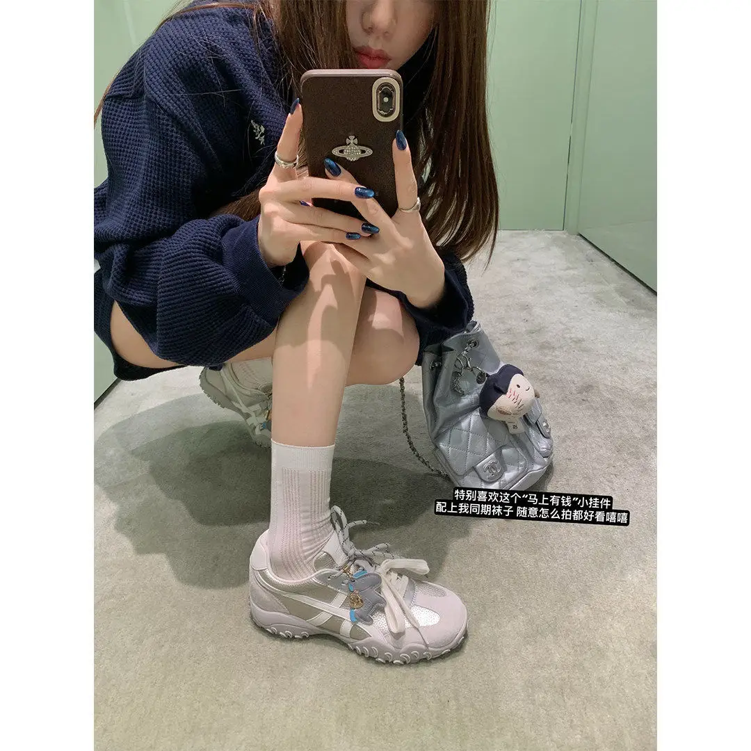 Xiao Ma Dexun ~ Women's Casual Athletic Shoes with Crescent-Shaped Thick Soles for Up to 5 cm of Height Increase