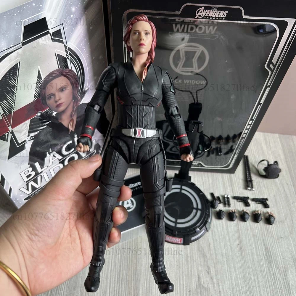 Figura de Acción de la Viuda Negra de Marvel Avengers con Base LED, Escala 1/7, Paquete Deluxe, Modelo de Juguete con Articulaciones Móviles, Regalo