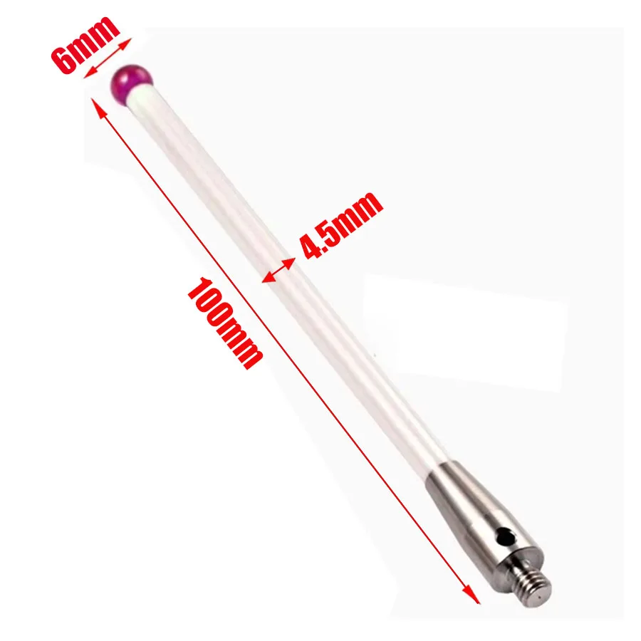 M4 thread L100 long red gemstone ceramic contact needle rod 3D three-dimensional measurement three coordinate measurement probe