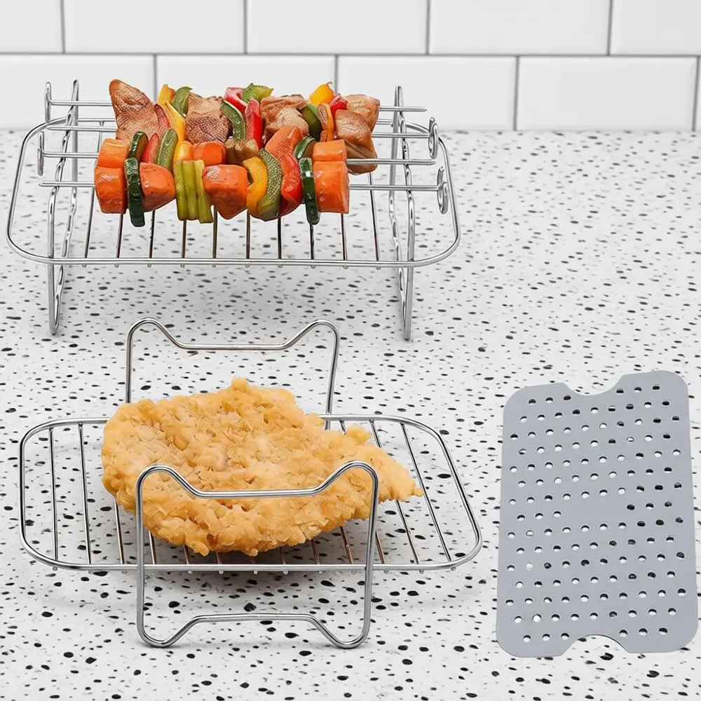 

Фритюрница с двумя корзинами или решетками 10 QT и 8 QT, фритюрница с двумя зонами обжаривания, многоразовые силиконовые вкладыши или двойная корзина, 4 шт.