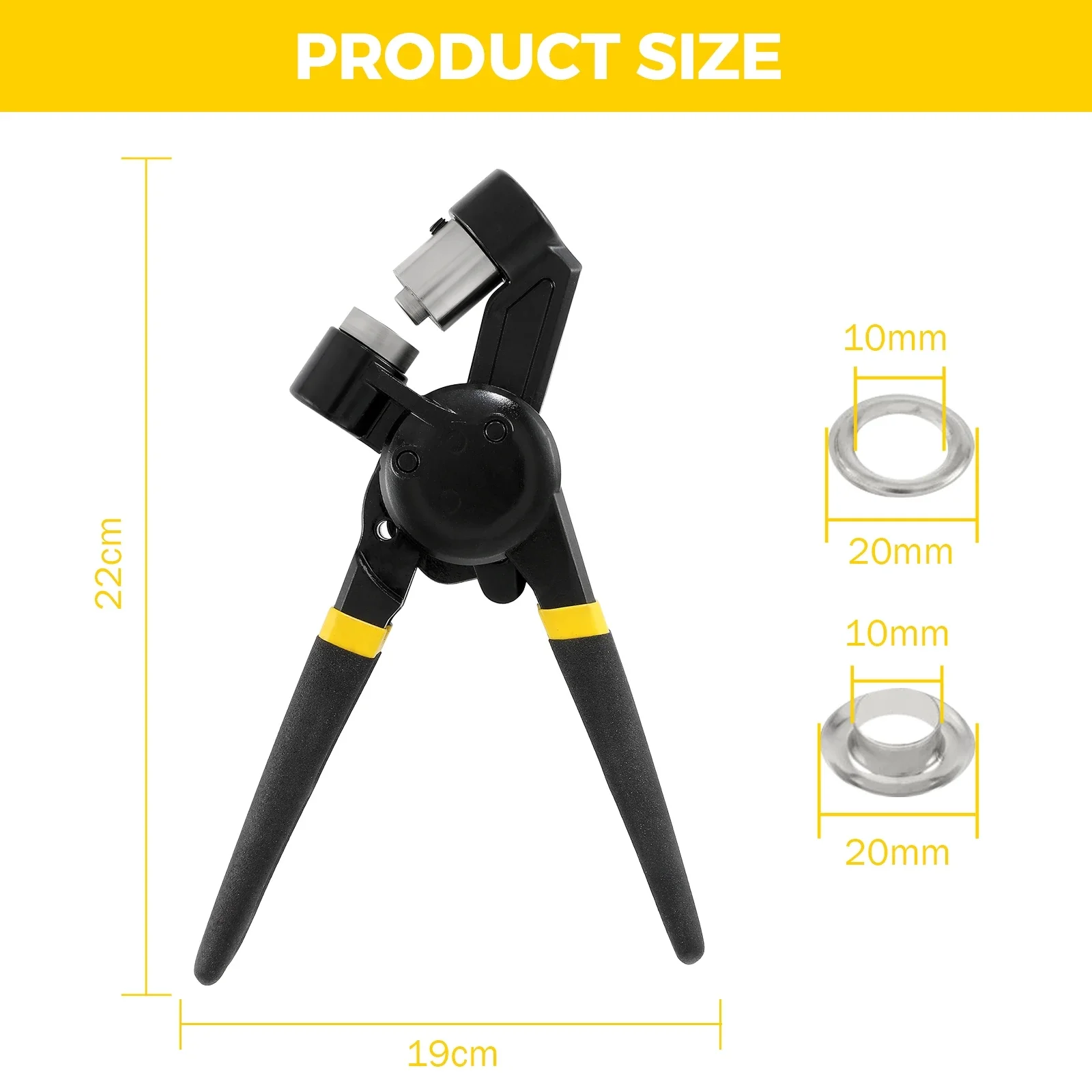 Grommet Tool Kit Portable Grommet Press Handheld Hole Punch Pliers Tool 10mm Grommets Eyelet Leather Fabric Tarp Shoes Clothing