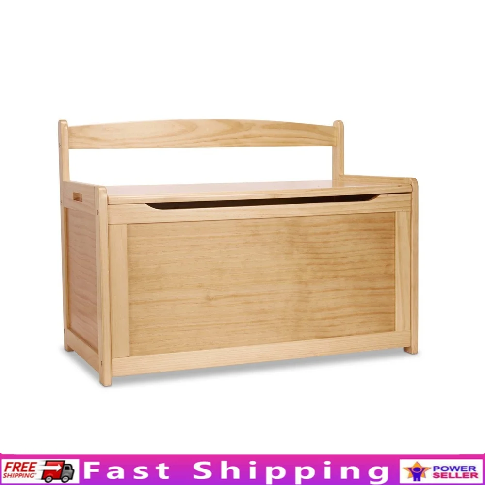 

Wooden Toy Chest Kids Storage Classic Design Durable Safety Hinged Lid Easy Assembly Playroom Furniture Gift Ages 3-6