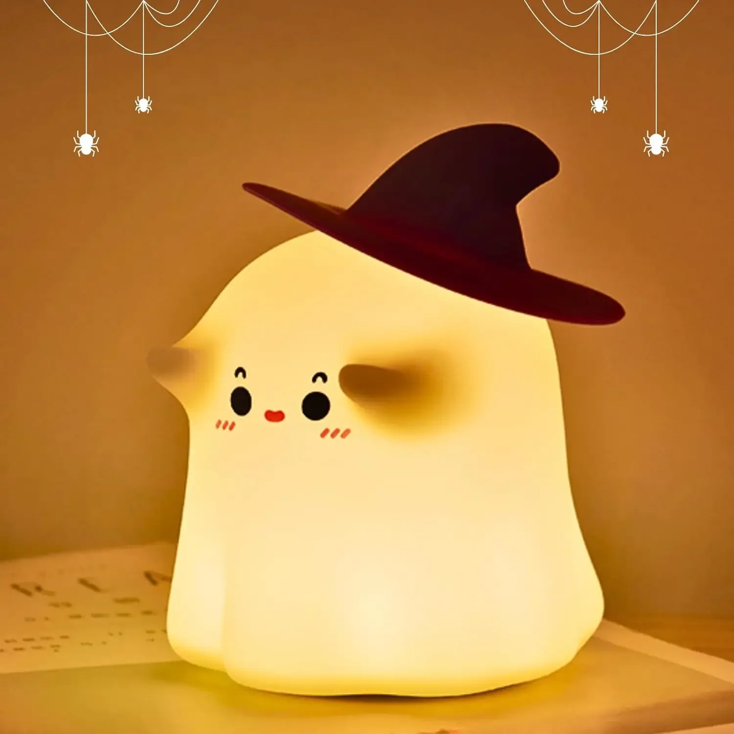 

Cute Ghost Night Light Dimmable Rechargeable Nursery LED Nightlights Silicone Beside Touch Lamp for Kids Room Halloween Decor