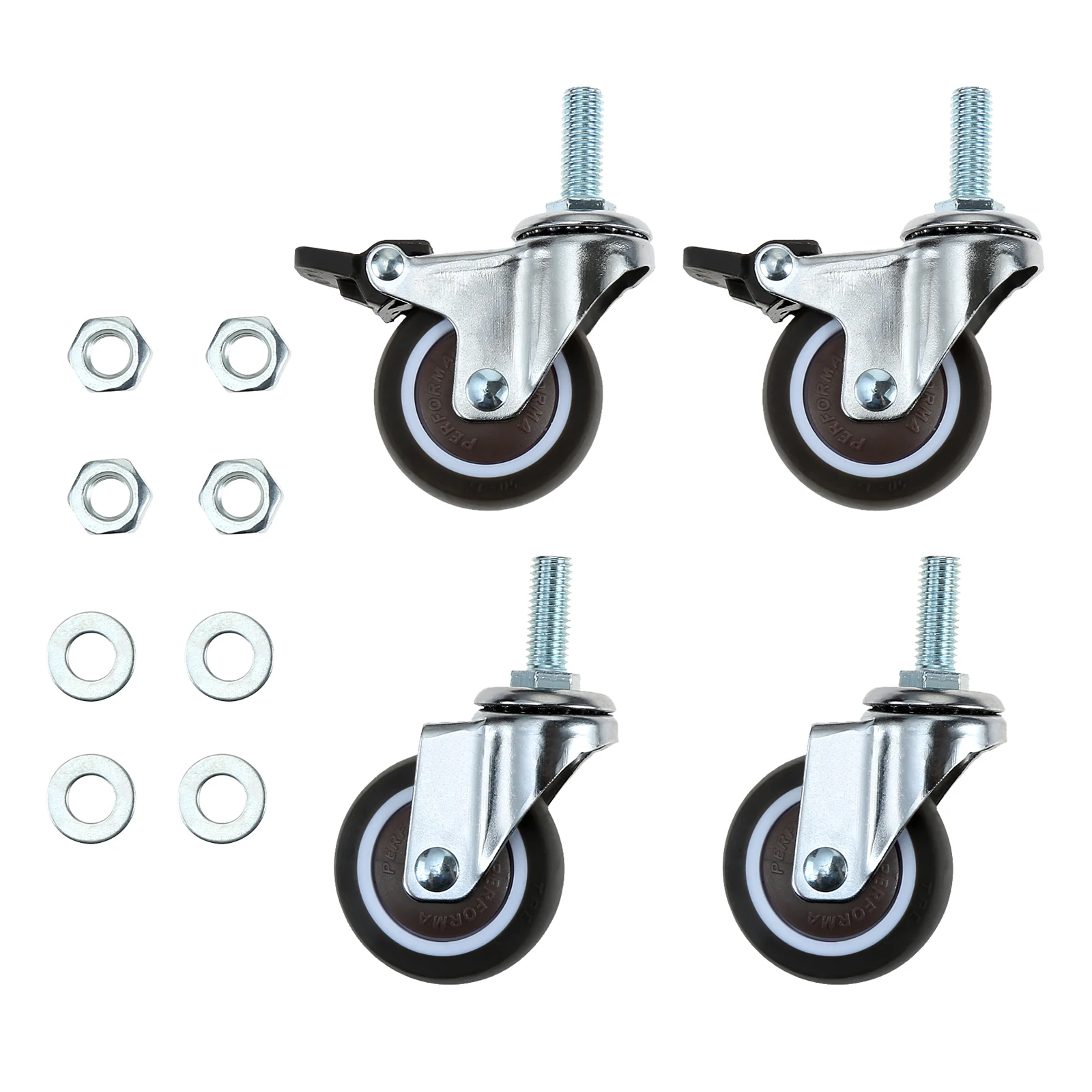 

4Pcs 1/1.25/2inch Small Furniture Tiny Shopping Cart Sliding Wheel Trolley Threaded Stem Castors Brakes Screws,No Traces & Quiet