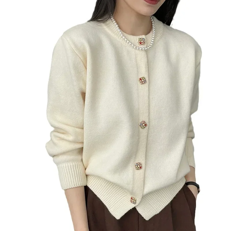 

Новые корейские свитера для женщин, свободные повседневные свитера с круглым вырезом Sueter Mujer, однобортный модный повседневный вязаный кардиган, пальто