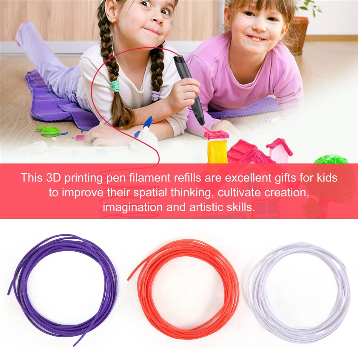 Ricariche per filamenti PCL per penna da stampa 3D SMIEA 1,75 mm, confezione da 20 colori casuali, bassa temperatura di fusione di 70 ℃ , Regali per bambini (200 piedi)