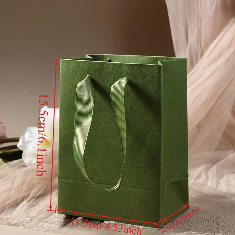 5 Stück große grüne Retro-Geschenktüten – elegant und Design, für Hochzeiten, Partys, Schmuckaufbewahrung | Einkaufs-/Taschen- und Verpackungsbox aus Papier – Detail 8