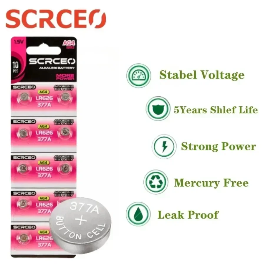 100 قطعة AG4 LR626 1.55 فولت بطارية ساعة قلوية 377 SR626 177 626A 377A CX66W لعبة آلة حاسبة مفتاح السيارة على مدار الساعة خلية زر #3