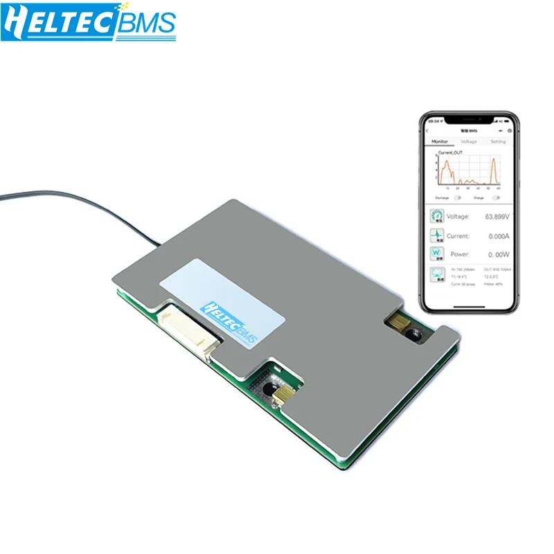 

HeltecBMS 12V24V36V48V60V72V84V 4S-24S Smart BMS 30A 60A 90A 120A 7S 8S 16S Lipo/Lifepo4 Battery Protetion Board with APP NTC