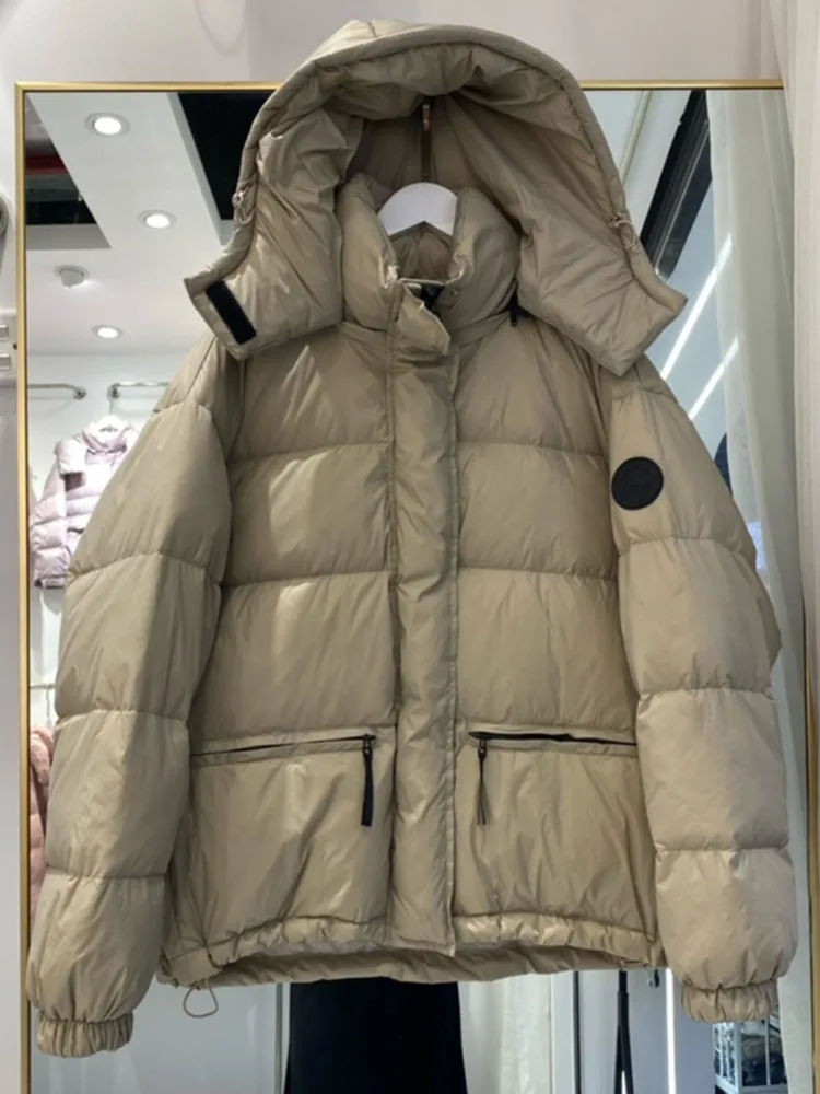 Winter Women\'s Down Coat Hooded Overcoat Female Parkas White Duck Down Jacket Zipper Feather Puffer Outwear