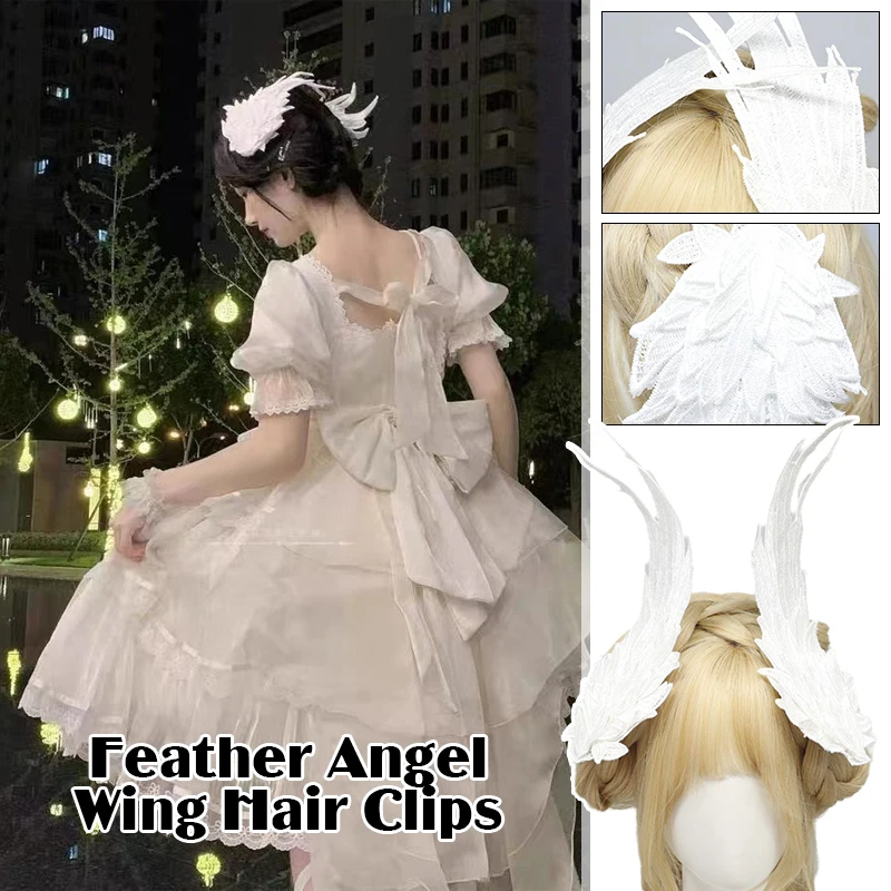 

Angel Wing Hair Clips Lolita Barrette Angel Wing Hairpin Lolita Cosplay Hair Accessories Anime Halloween Party Headwear