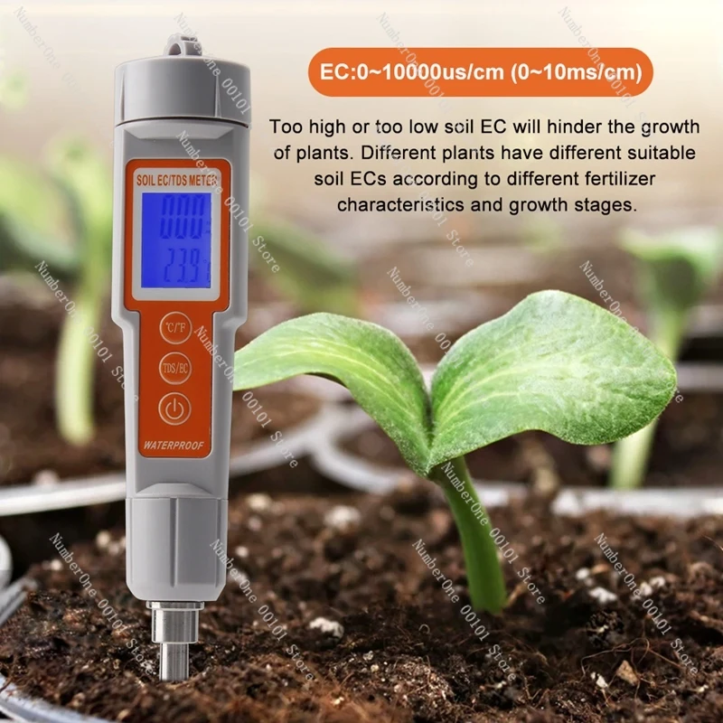 Promotion! Digital Soil Meter Temperature TDS EC 0-10000Us/Cm High Precision Metal Sensor Conductivity Tester Tool For Garden Fa