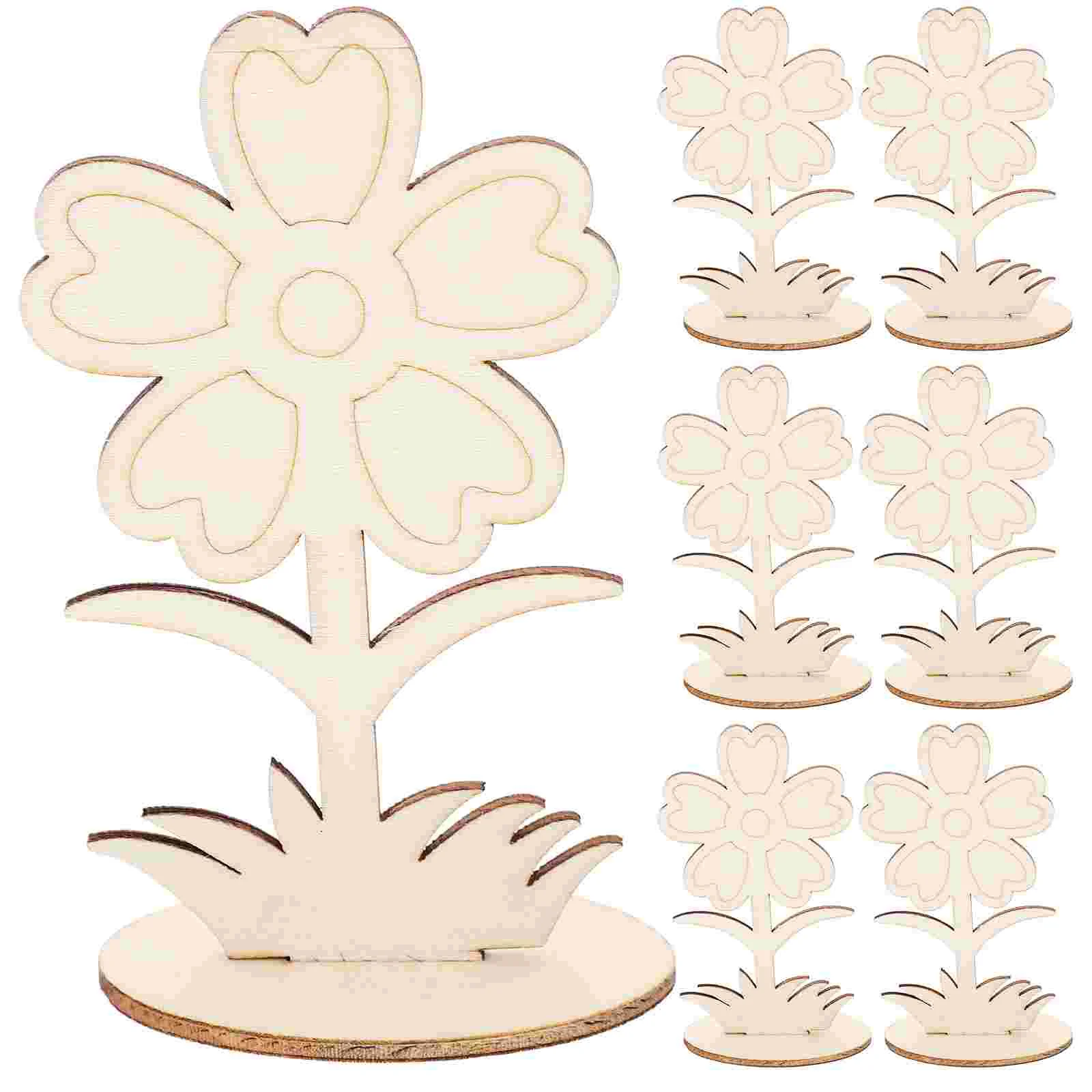 

Decor Hand-painted Flower Ornaments for Children DIY Wooden Three-dimensional Flowers Clay 12pcs (style Three) Blank Crafts