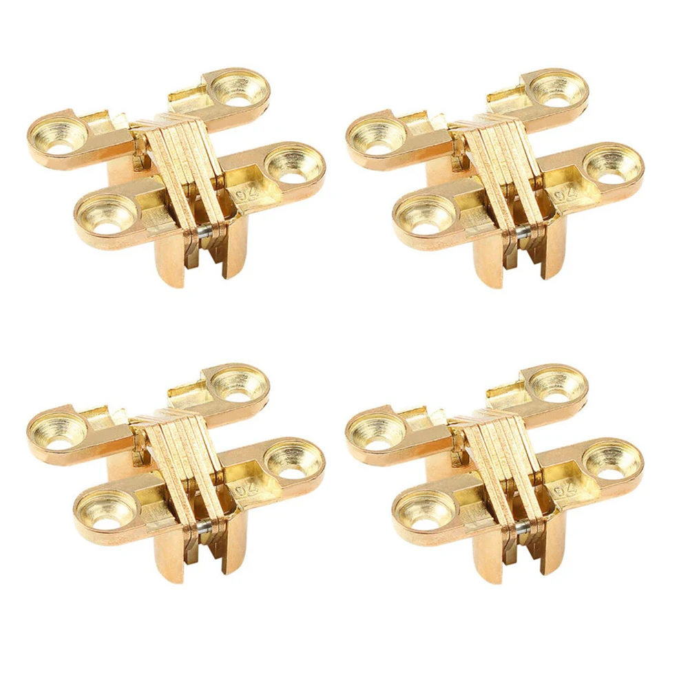 

4pcs Golden Hidden Hinges Durable Zinc Alloy Invisible Cabinet Furniture Hinges Foldable Table Flap Metal Hardware