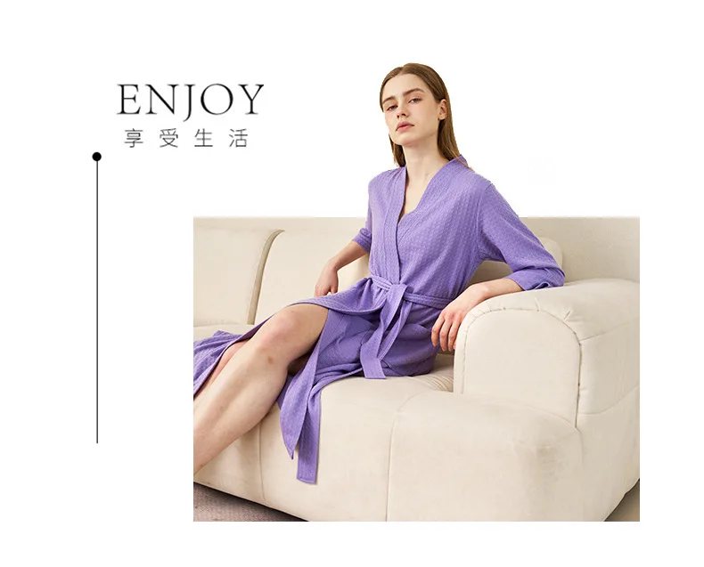 Herren Waffelstrick-Bademantel, Leichter Weicher Spa-Bademantel mit Taschen & Gürtel, Atmungsaktiver Saugfähiger Waffel-Kimono, Schlafbekleidung für Zuhause – Detail 20