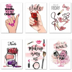 Nails Polish Lipstick,Diamond Painting Kits for Adults,5D DIY Full Drill Gems, Beauty Salon Girl Room Decor,Diamond Dotz