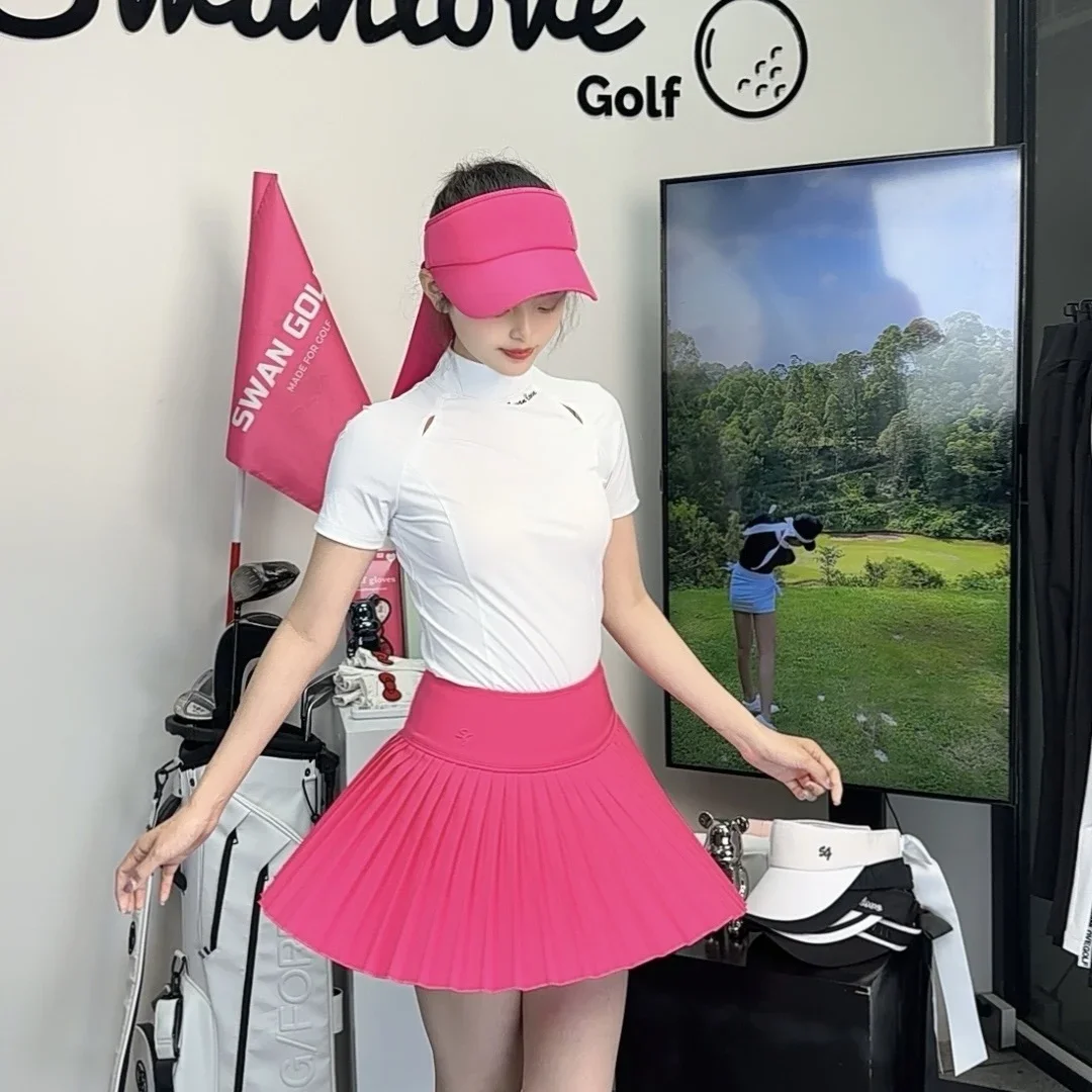 SWAN LOVE GOLF 25 new golf women's autumn and winter long-sleeved tops pleated skirt quick-drying slim and elegant golf uniforms