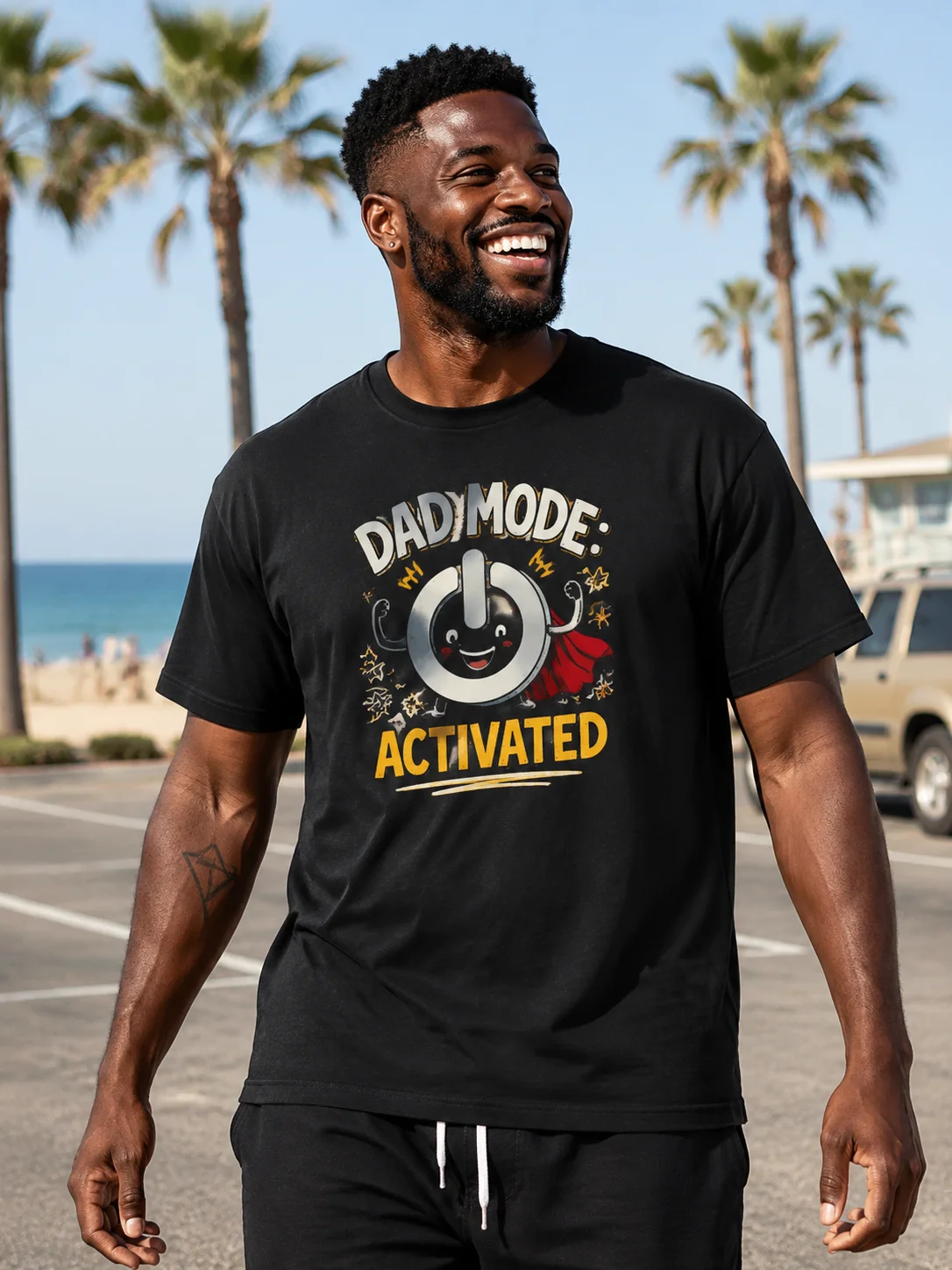 

Men Graphic T Shirt Short Sleeve Loose Fit 50% Cotton 50% Polyester Stretch Fabric Daddy Mode Dad Tee Print Summer Casual Daily