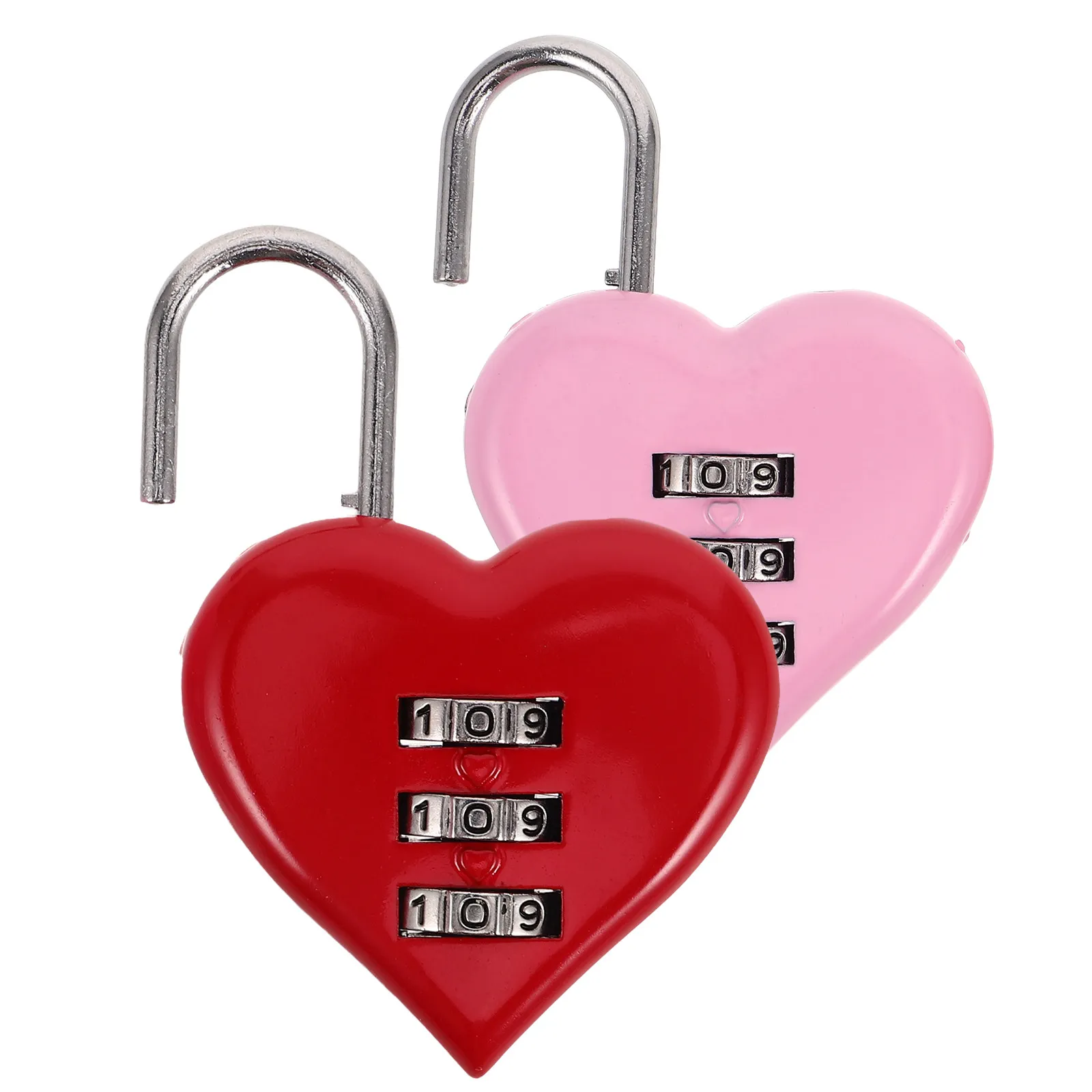 2pcs Heart Shaped Password For Kids Cute Combination Padlock Small Locker Lock Diary Luggage Cabinet Lock Multi-Function