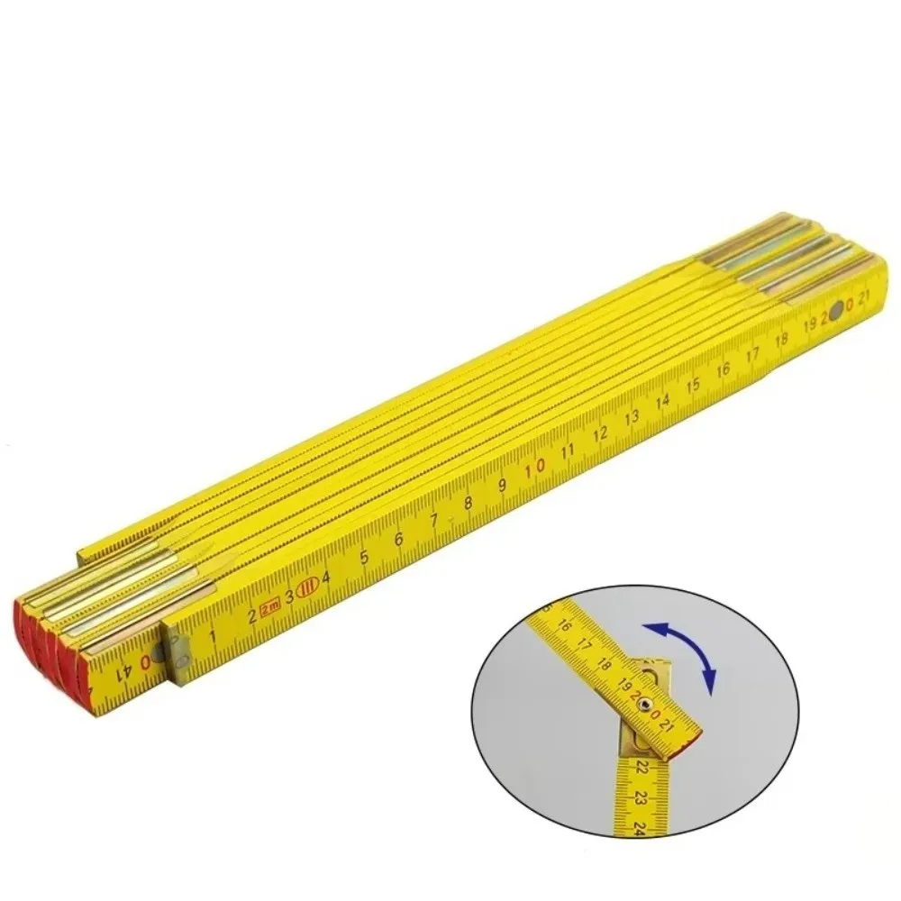 Compact Wooden Folding Ruler 1M Extended Plastic Ruler Metric Scale Dual Sided Measuring Rule Slider Drawing Tools