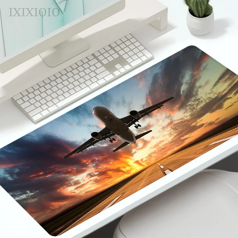 Airplane Flying in the Sky Mouse Pad Gaming XL Large HD Custom New Mousepad XXL Desk Mats Non-Slip Soft Carpet Laptop Mouse Mats